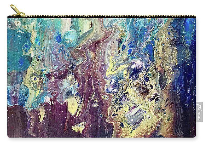 Ocean Zip Pouch featuring the painting Sunset under the sea by Monica Elena