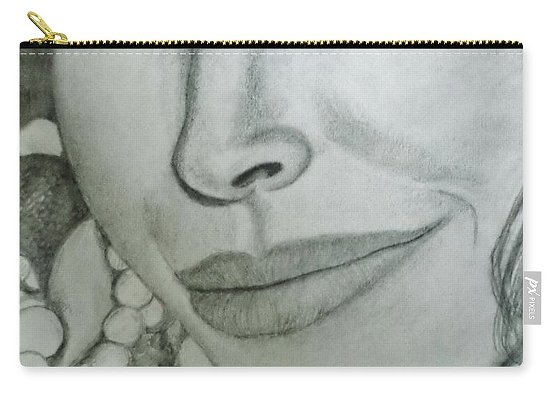 Christy Turlington Zip Pouch featuring the drawing Supermodel Christy Turlington by Christy Saunders Church