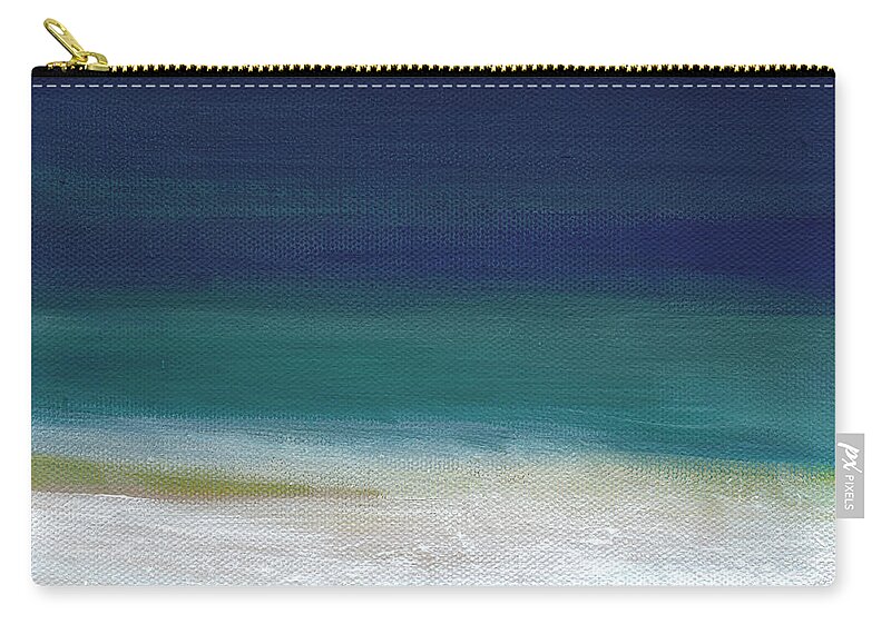 Abstract Carry-all Pouch featuring the painting Surf and Sky- abstract beach painting by Linda Woods