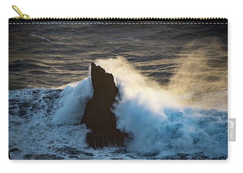 Iceland Zip Pouch featuring the photograph Surf at Sunset by Mark Hunter