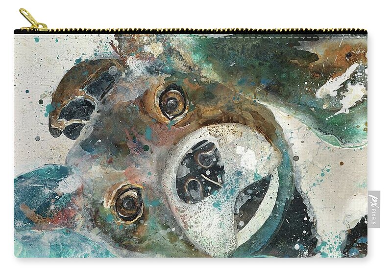 Dog Art Zip Pouch featuring the painting Sweet Surrender by Kasha Ritter
