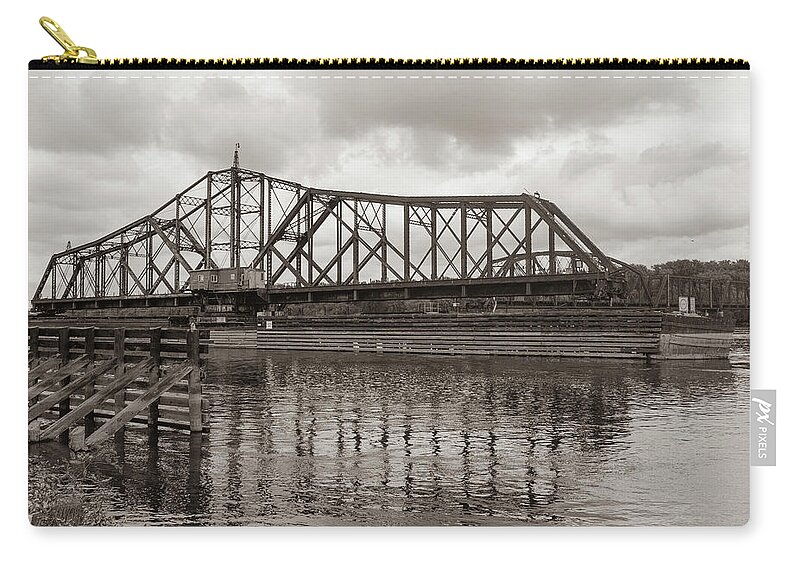 Swing Bridge Zip Pouch featuring the photograph Swing Bridge Two by Phil S Addis