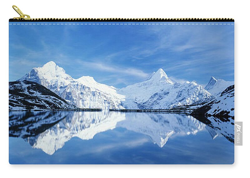 Snow Zip Pouch featuring the photograph Switzerland, Jungfrau, Wetterhorn by Peter Adams