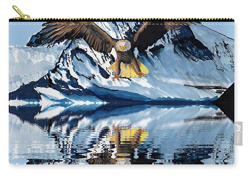 Eagle Carry-all Pouch featuring the drawing Swooping Eagle by Bill Richards