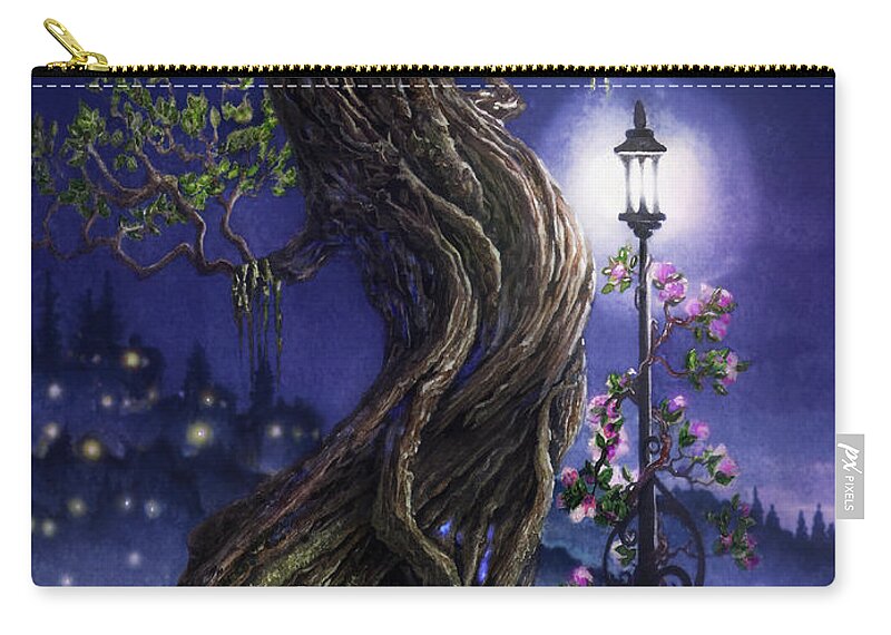 Tree Zip Pouch featuring the painting Sylvia and Her Lamp At Dusk by Curtiss Shaffer