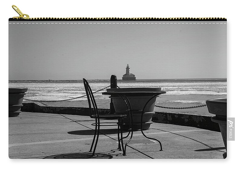 Table Zip Pouch featuring the photograph Table for one bw by Stuart Manning