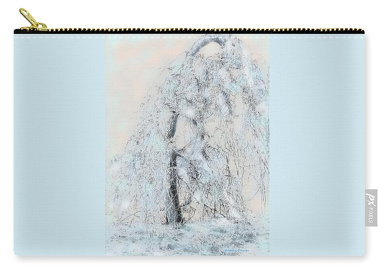 Weeping Cherry Zip Pouch featuring the digital art Take A Bow To Winter by Angela Davies