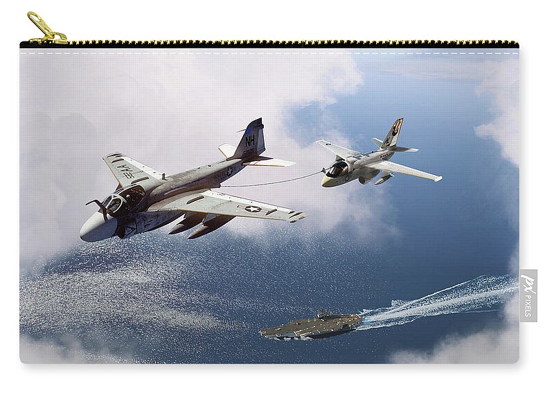A6 Intruder Zip Pouch featuring the digital art Taking Fuel by Airpower Art