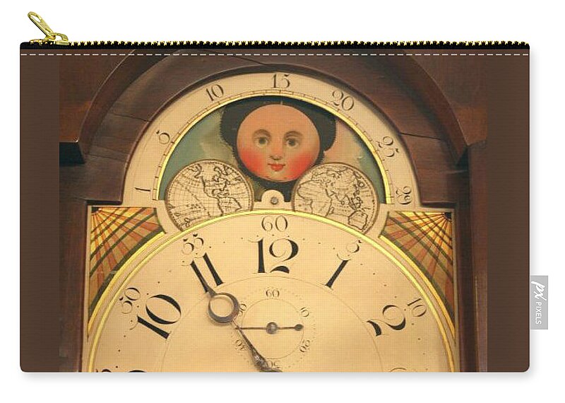 Lane Zip Pouch featuring the mixed media Tall case clock face, around 1816 by James Lane