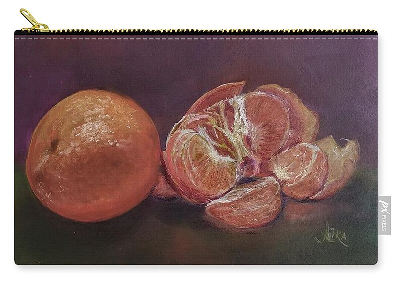 Tangerines Zip Pouch featuring the pastel Tangerines by Alika Kumar