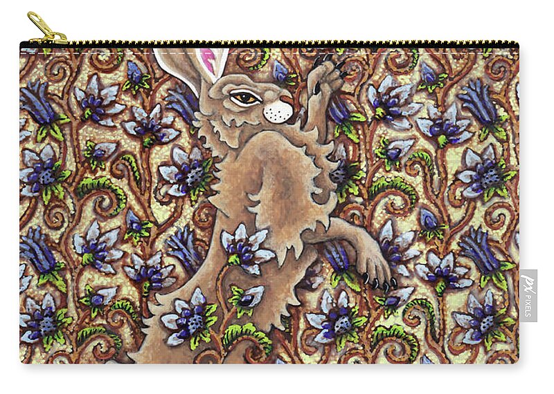 Hare Zip Pouch featuring the painting Tangled Hare 6 by Amy E Fraser