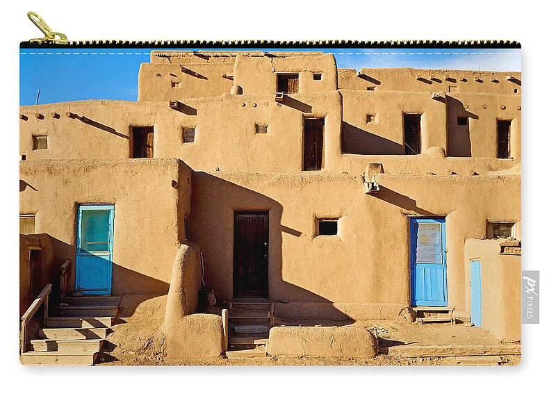 Taos Zip Pouch featuring the photograph Taos Pueblo Study 9 by Robert Meyers-Lussier