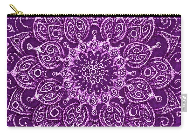 Boho Zip Pouch featuring the drawing Tapestry Square 24 by Amy E Fraser