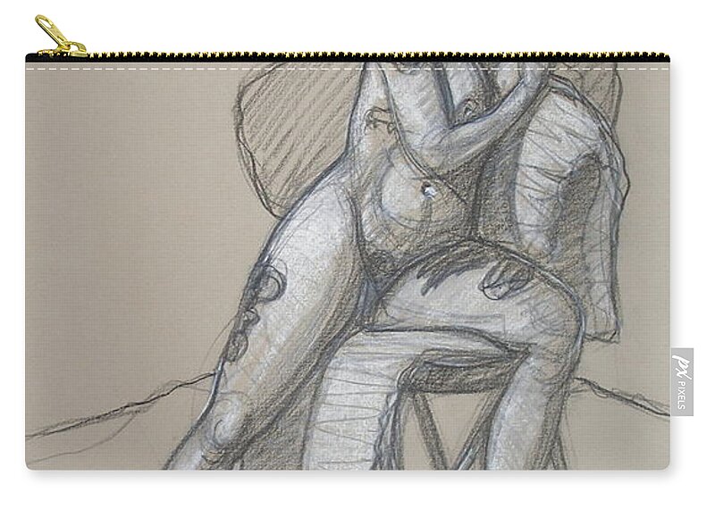 Realism Zip Pouch featuring the drawing Tara Seated 4 by Donelli DiMaria