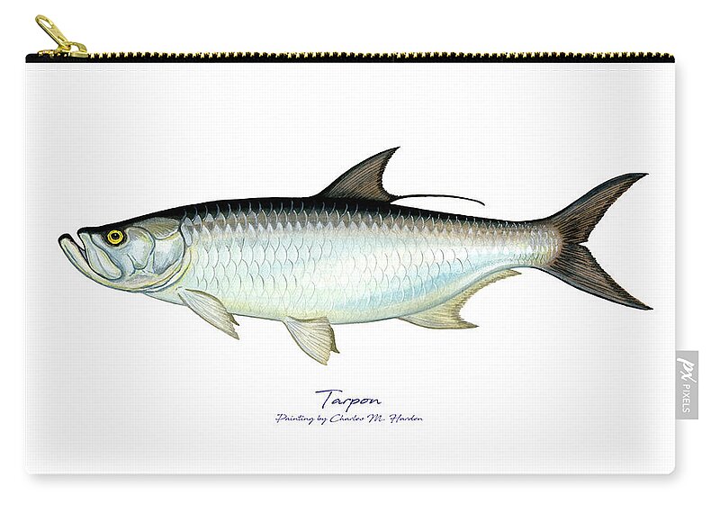 Charles Harden Zip Pouch featuring the painting Tarpon by Charles Harden