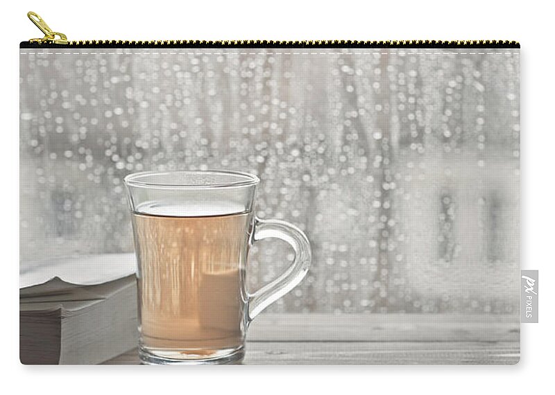 Tranquility Zip Pouch featuring the photograph Tea And Book by A.y. Photography