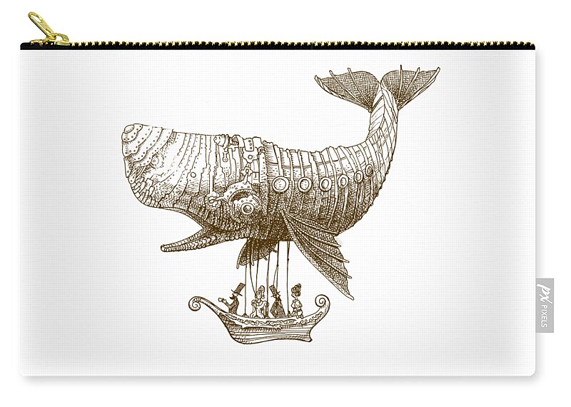 Whale Carry-all Pouch featuring the drawing Tea at Two Thousand Feet by Eric Fan