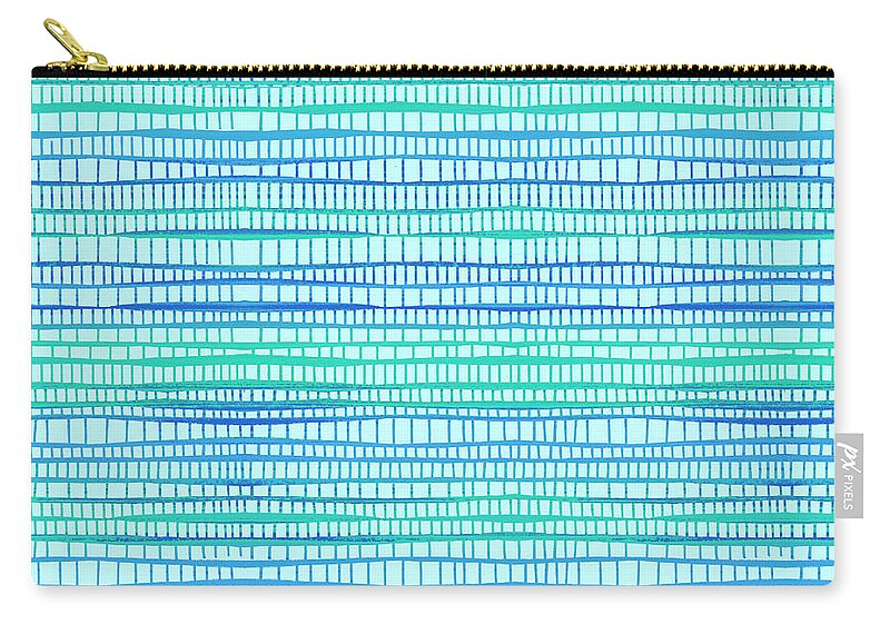 Pattern Zip Pouch featuring the painting Teal Mosaic Pattern by Jen Montgomery