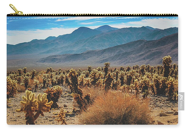Cactaceae Zip Pouch featuring the photograph Teddy Bear Chollas at Joshua Tree National Park by Andy Konieczny