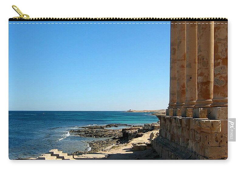 Shadow Zip Pouch featuring the photograph Temple Of Isis, Sabratha, Libya by Joe & Clair Carnegie / Libyan Soup