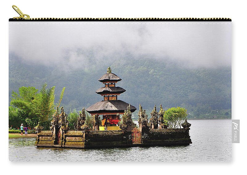 Tranquility Zip Pouch featuring the photograph Temple On Lake, Bali by Aaron Geddes Photography