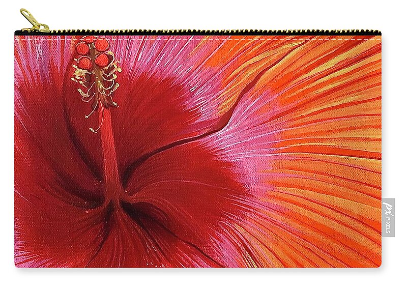 Hibiscus Zip Pouch featuring the painting Tequila Sunrise by Hunter Jay