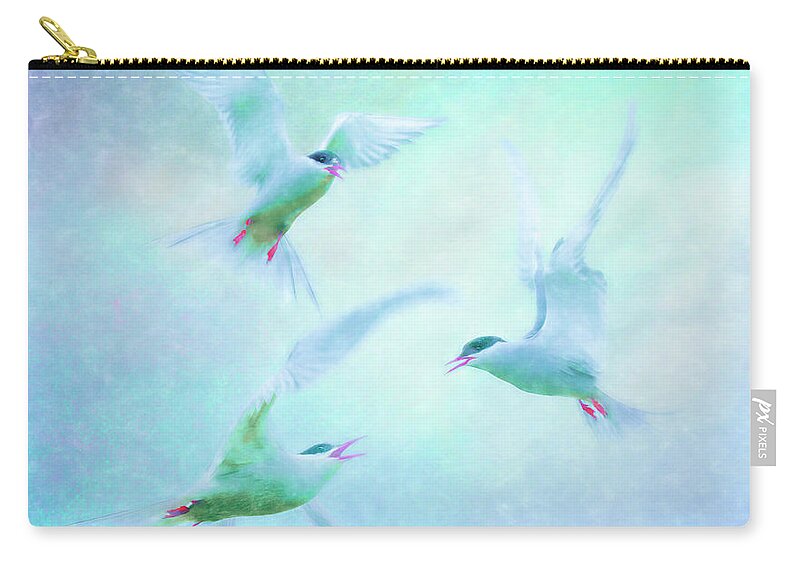Terns Zip Pouch featuring the photograph Terns squabbling by Brian Tarr