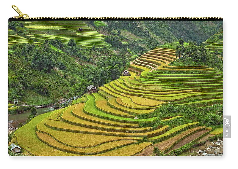 Scenics Zip Pouch featuring the photograph Terraced Fields In Vietnam by Long Hoang