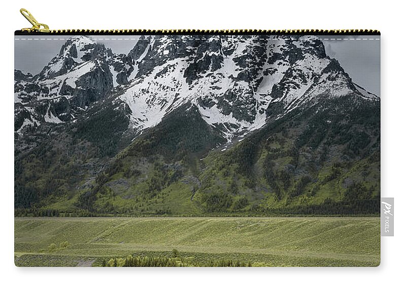 Tetons Zip Pouch featuring the photograph Tetons over the Snake River by Jon Glaser