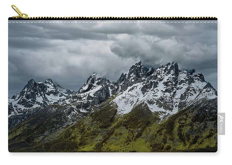 Tetons Zip Pouch featuring the photograph Tetons over the Valley by Jon Glaser