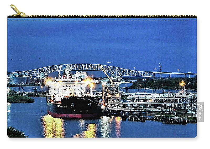 Ship Zip Pouch featuring the photograph Texaco Island by Jerry Connally