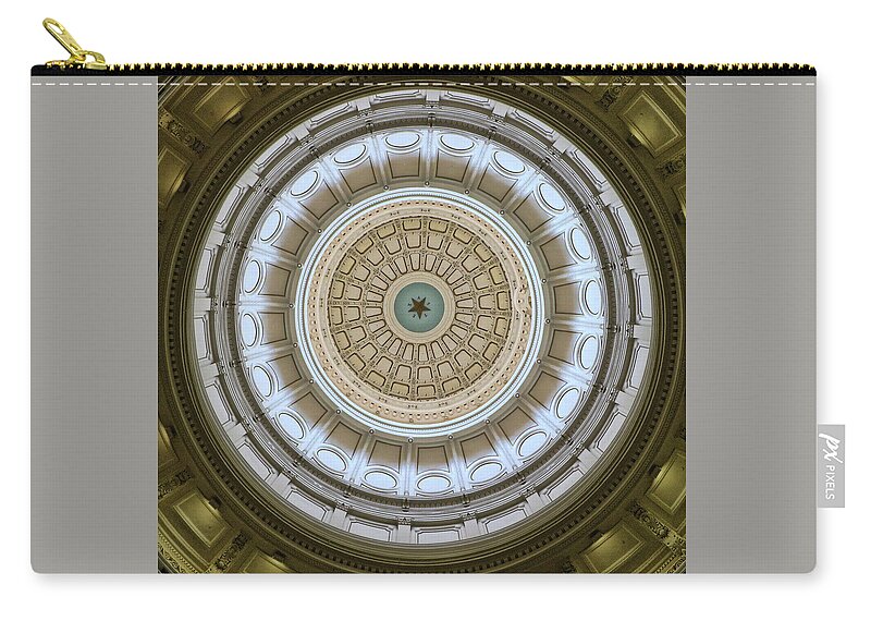 Texas Zip Pouch featuring the photograph Texas State Capitol Rotunda Dome by Allen Beatty