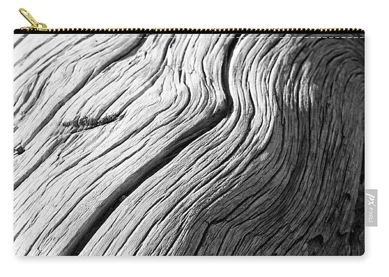 Shadow Zip Pouch featuring the photograph Textured Dry Log Background In by Peskymonkey