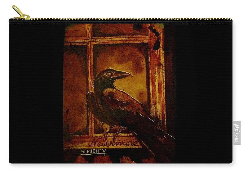 Ryanalmighty Carry-all Pouch featuring the painting Th Raven - Nevermore by Ryan Almighty