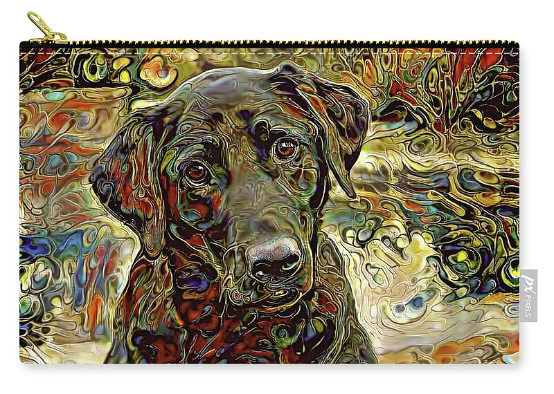 Dog Zip Pouch featuring the mixed media That Look by Peggy Collins