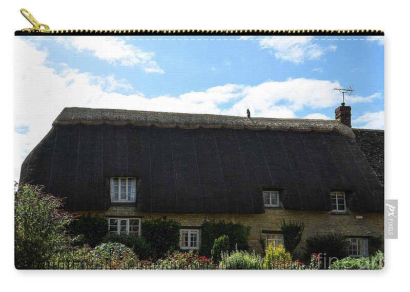 Cotswolds Zip Pouch featuring the photograph Thatched Roof Cottage by Abigail Diane Photography