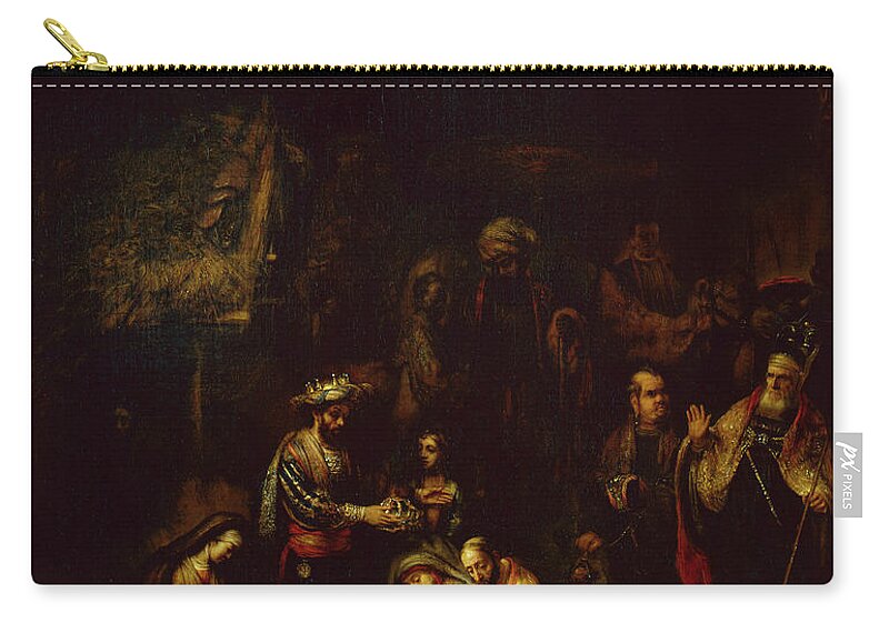 Magi Zip Pouch featuring the painting The Adoration Of The Kings By Gerbrandt Van Den Eeckhout by Gerbrandt Van Den Eeckhout