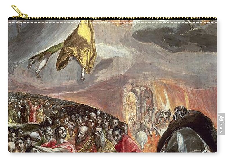 Alvise Mocenigo (1577) Zip Pouch featuring the painting The Adoration of the Name of Jesus - 16th century -. EL GRECO . Pope Pius V . PHILIP II OF SPAIN. by El Greco -1541-1614-