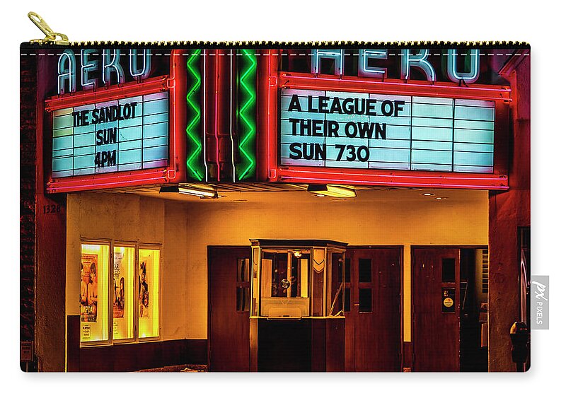 Theater Zip Pouch featuring the photograph The Aero Theater - A League Of Their Own by Gene Parks