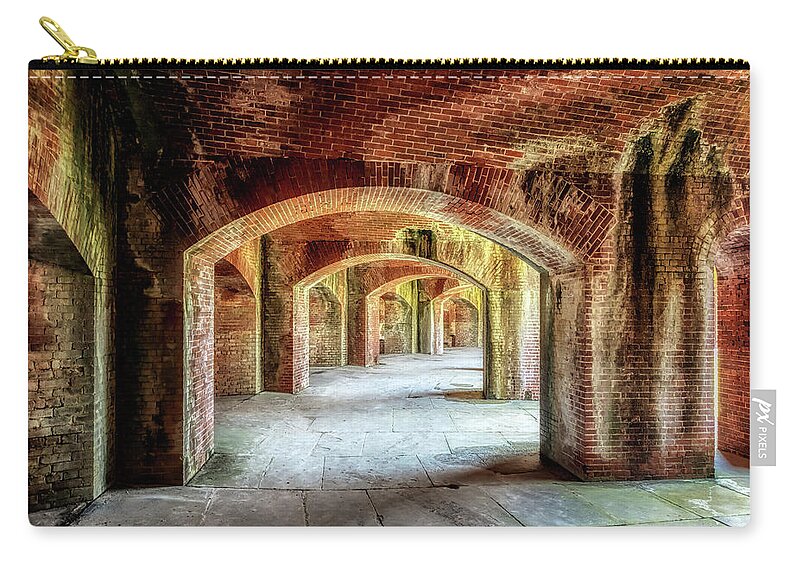 Fort Massachusetts Mississippi Zip Pouch featuring the photograph The Arches of Fort Massachusetts by Susan Rissi Tregoning