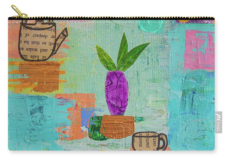 Tea Zip Pouch featuring the mixed media The Art of Tea Two by Julia Malakoff