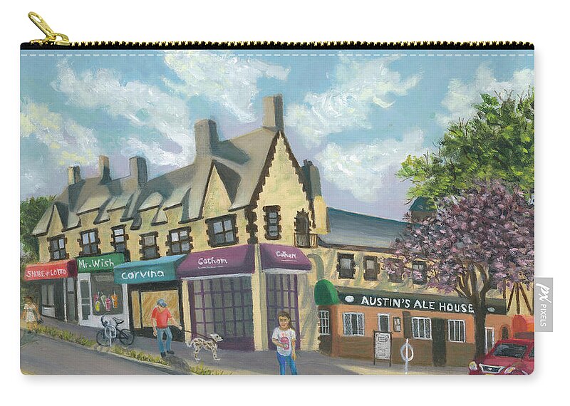 Ale House Zip Pouch featuring the painting The Austin Ale House by Madeline Lovallo