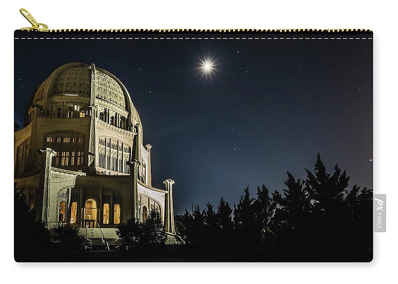 Bahai's Temple Zip Pouch featuring the photograph The Bahais Temple on a starry night by Sven Brogren