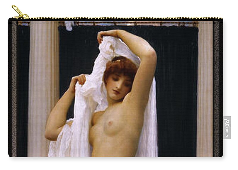 The Bath Of Psyche Carry-all Pouch featuring the painting The Bath of Psyche by Frederic Leighton by Rolando Burbon
