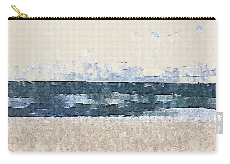 A Cubist Rendition Of The Beach At Falmouth Zip Pouch featuring the digital art The Beach at Falmouth 2 by Steve Glines