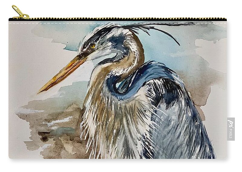  Zip Pouch featuring the painting The bird by Diane Ziemski