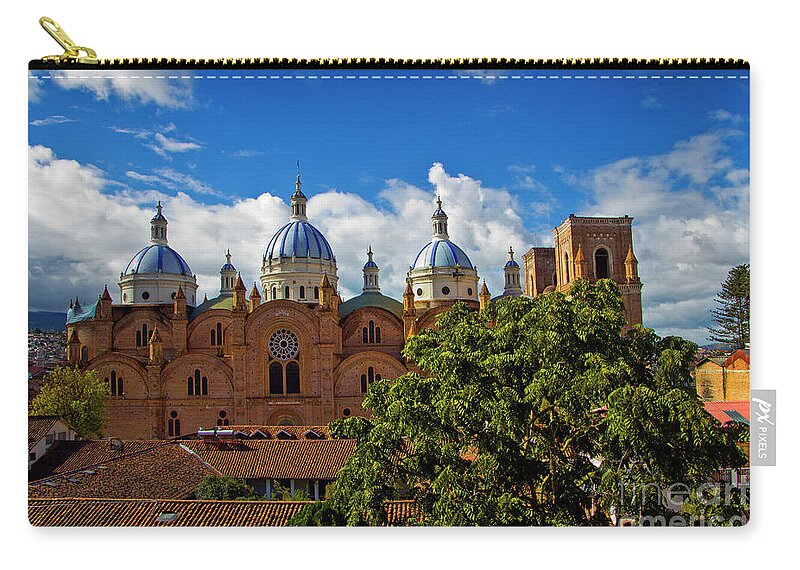 Spanish Zip Pouch featuring the photograph The Blue Domes Of Cuenca III by Al Bourassa