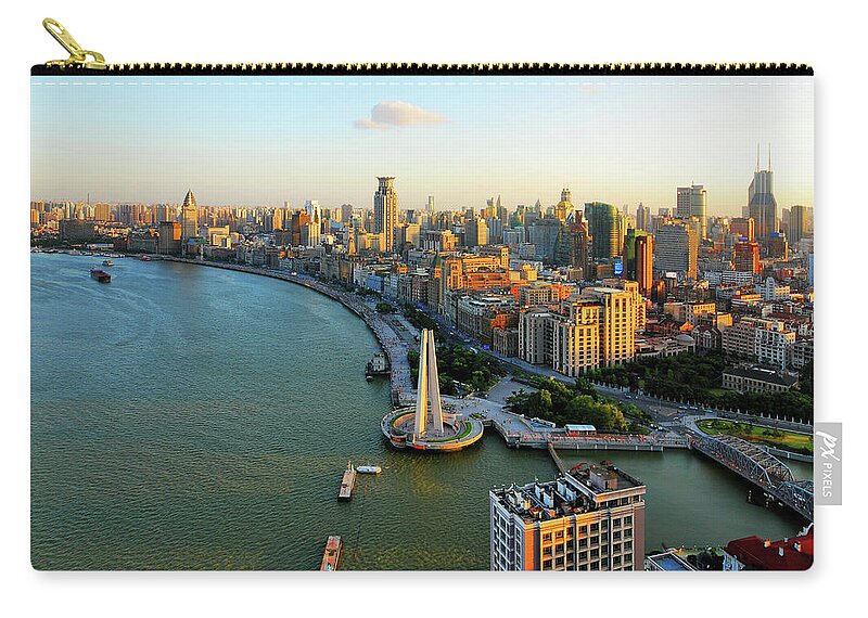 The Bund Zip Pouch featuring the photograph The Bund Sunset by Wei Fang
