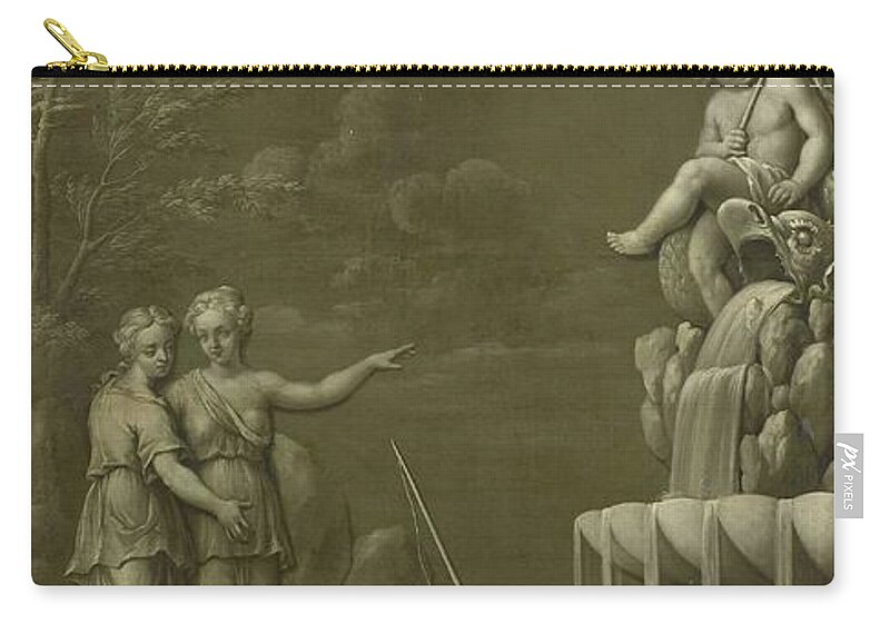 Canvas Zip Pouch featuring the painting The Catch. by Hendrik Carre -II-