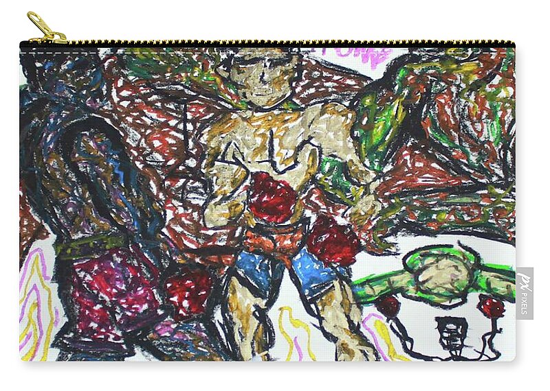 Champion Zip Pouch featuring the painting The Champ by Odalo Wasikhongo